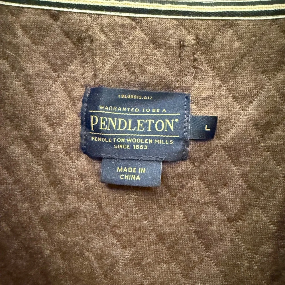 Pendleton Brown Quilted Diamond‎ Pattern Vest Snap Front Pocketed Collarless L